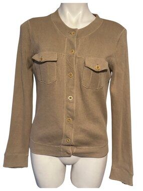 Esprit Tan Utility Button Front Sweater - Medium